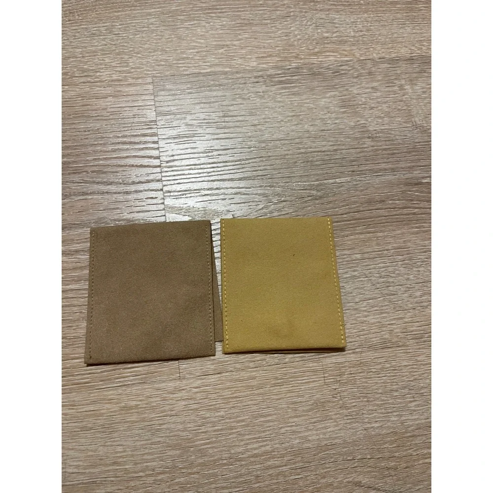 Jenny Bird Set of 2 Leather Jewelry Pouches Earring Storage Bags Tan‎ Yellow I06